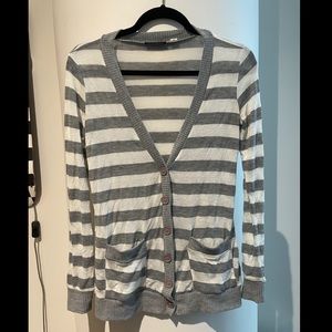 Urban outfitters BDG cardigan. Striped gray and oatmeal pattern.
